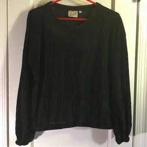 Velvet Striped Shirt, Black, Medium